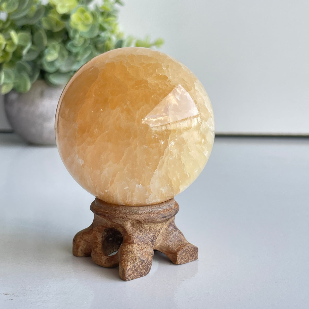 Orange Calcite Sphere 5.9cm