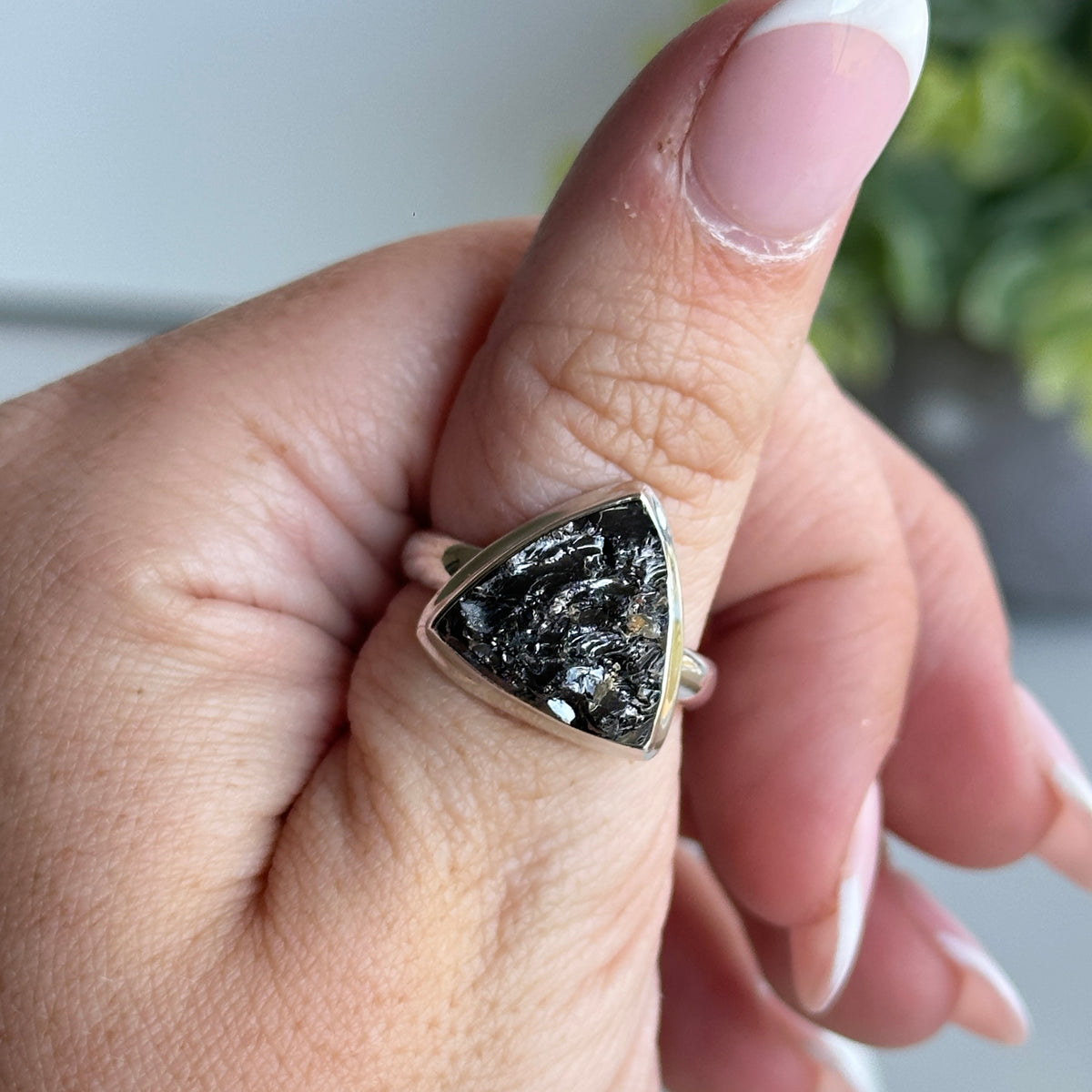 Shungite Triangle Ring Sz8
