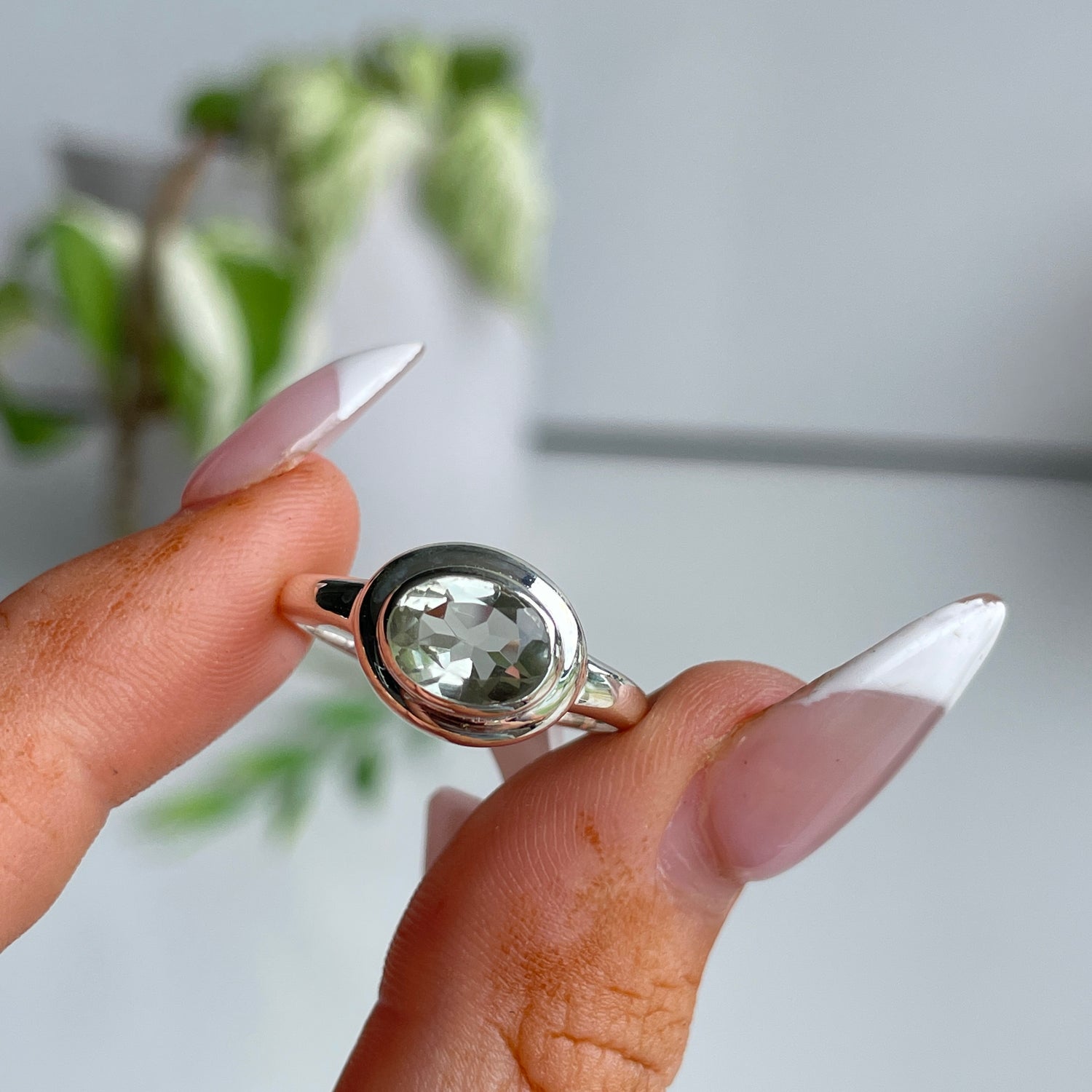 Green Amethyst Oval Ring