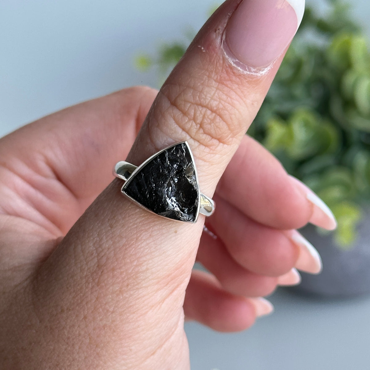 Shungite Triangle Ring Sz8