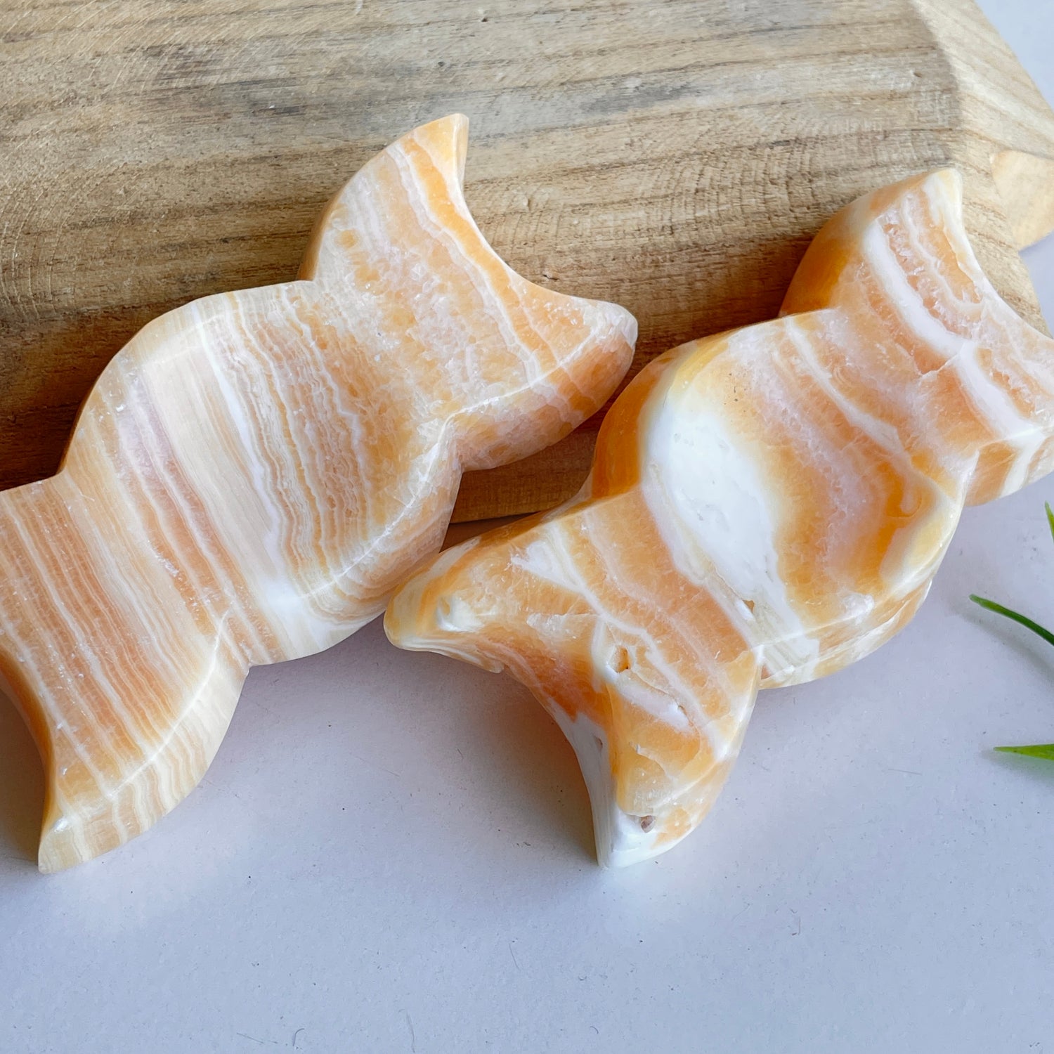 Orange Calcite Triple Moon Bowl