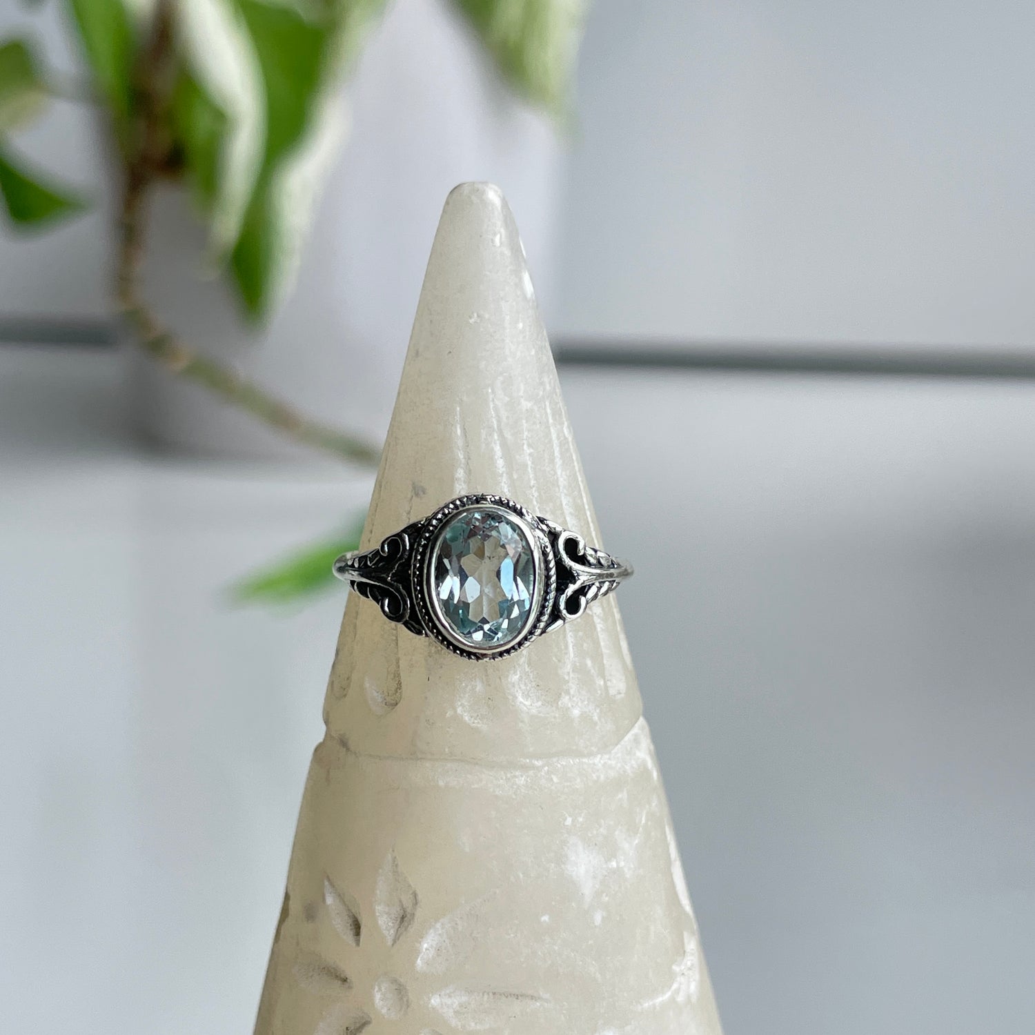 Blue Topaz Oval Ring Sz6