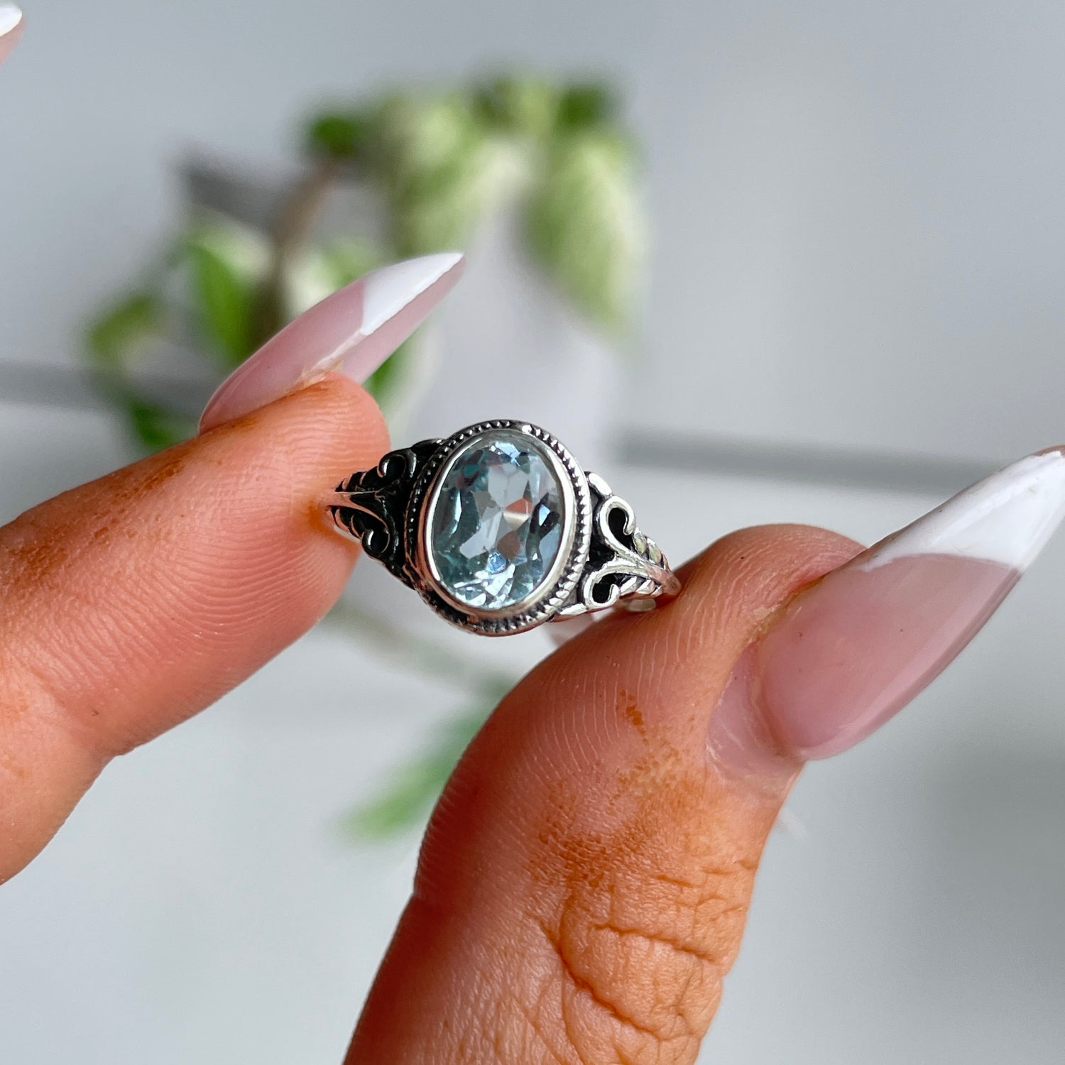 Blue Topaz Oval Ring Sz6