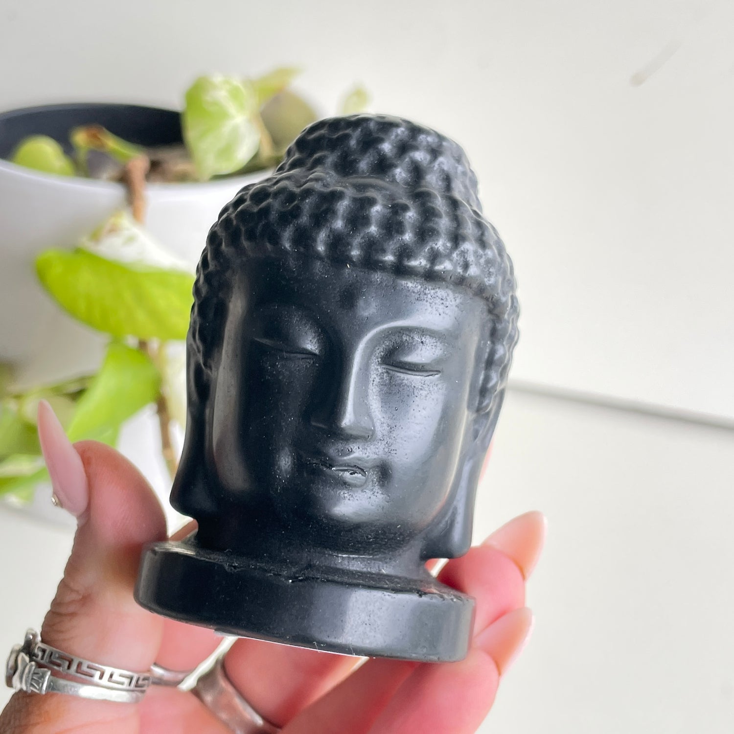 Black Obsidian Buddha Head