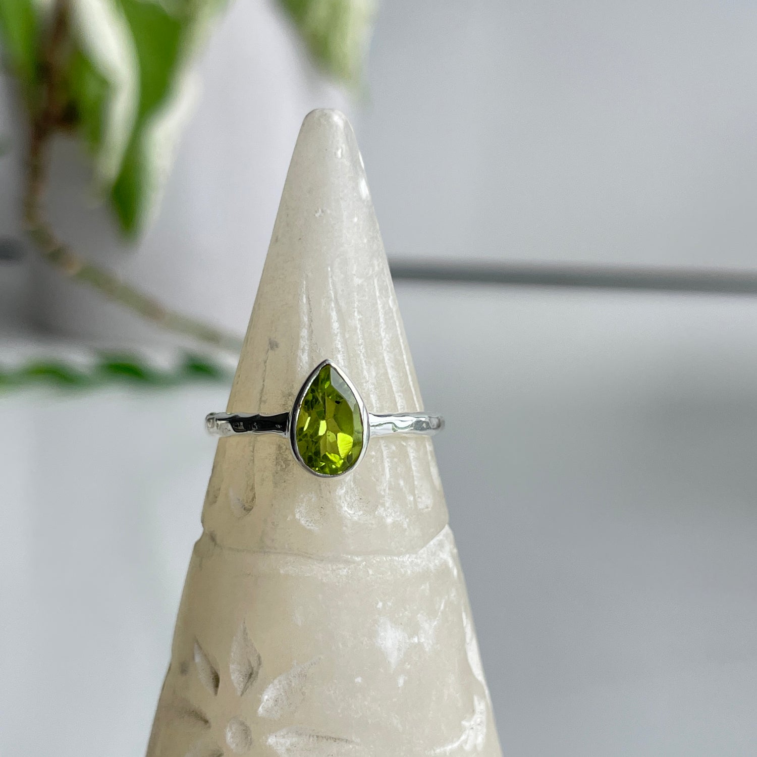 Peridot Teardrop Ring