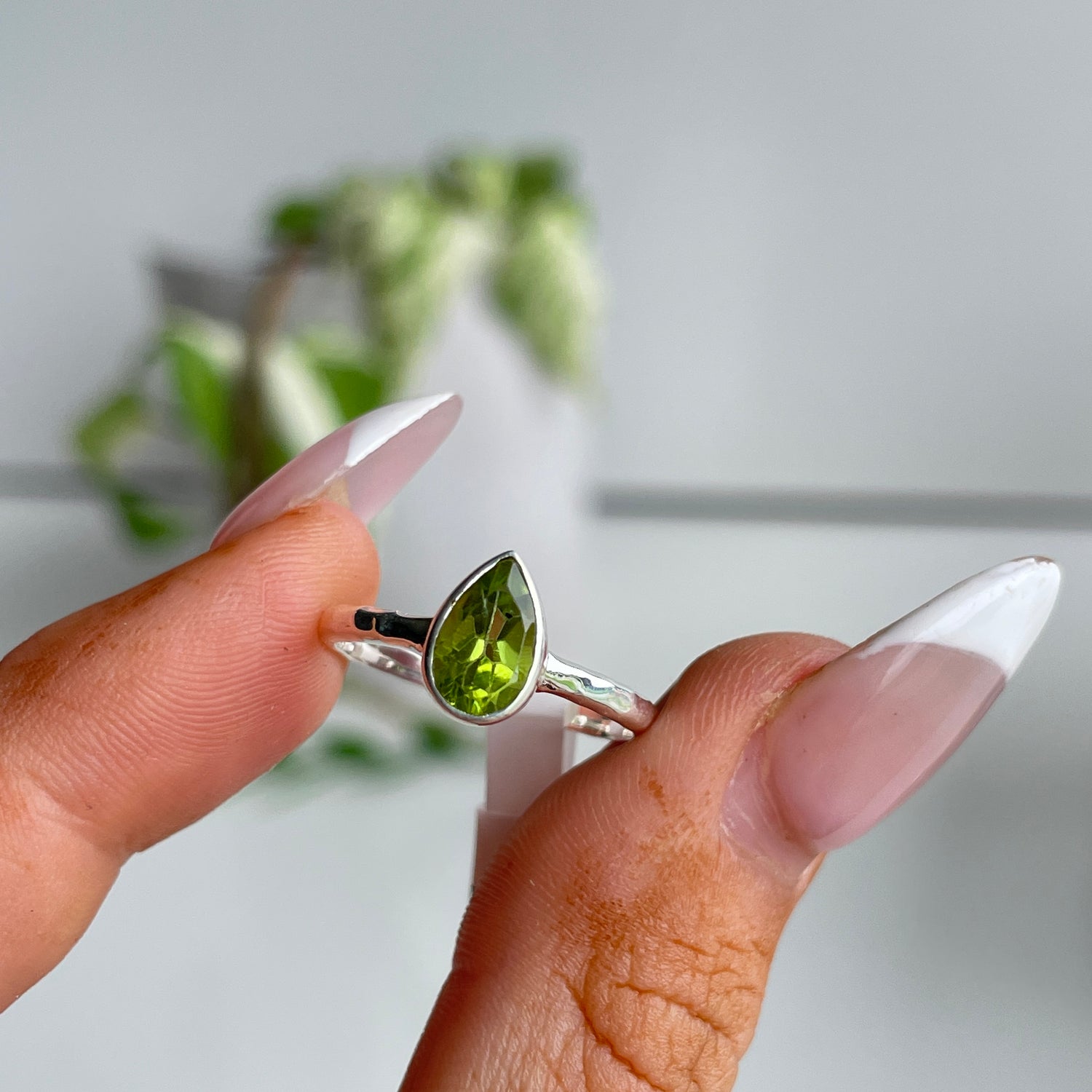 Peridot Teardrop Ring