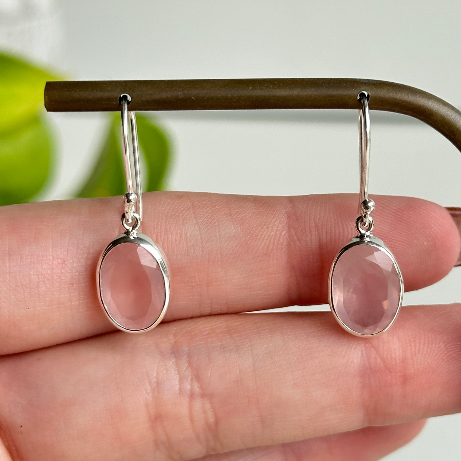 Rose Quartz Oval Earrings