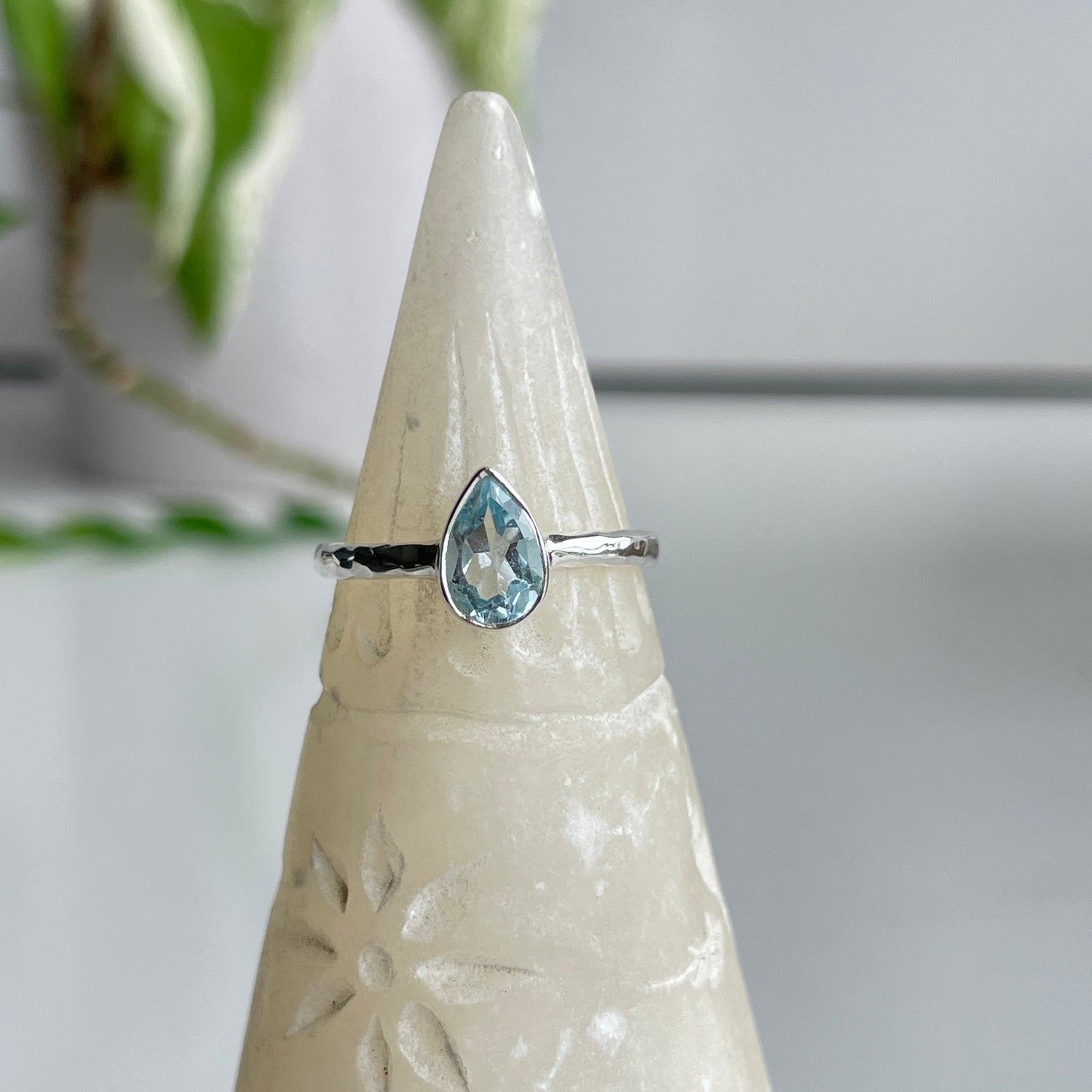 Blue Topaz Teardrop Ring