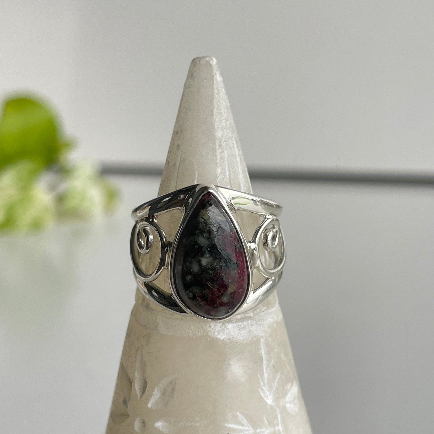 Eudyalite Teardrop Ring Sz8.5