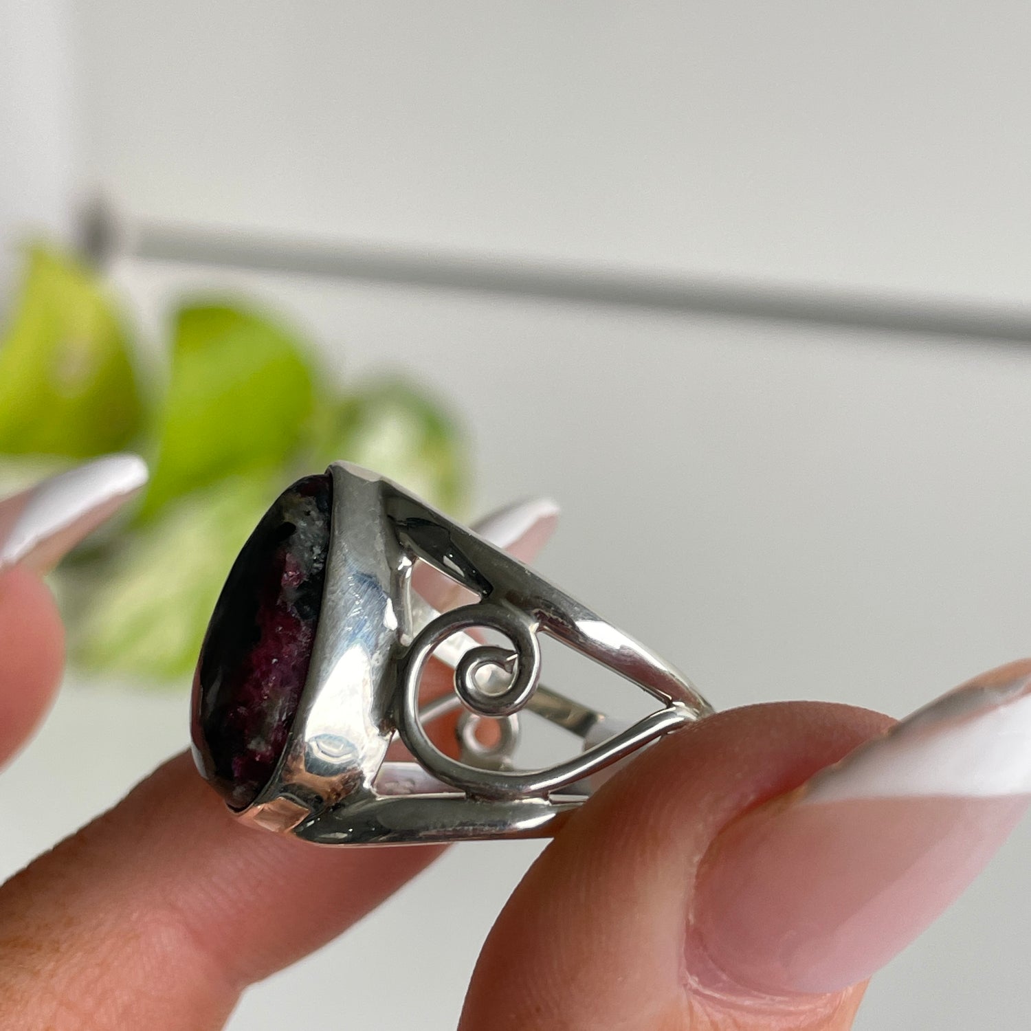 Eudyalite Teardrop Ring Sz8.5
