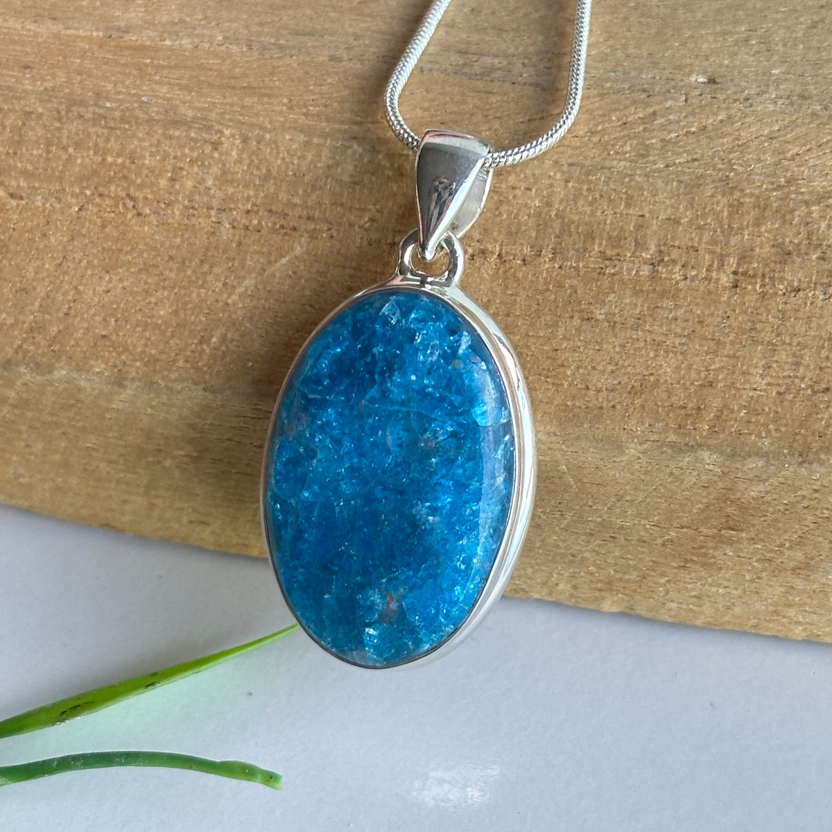 Blue Apatite Oval Pendant