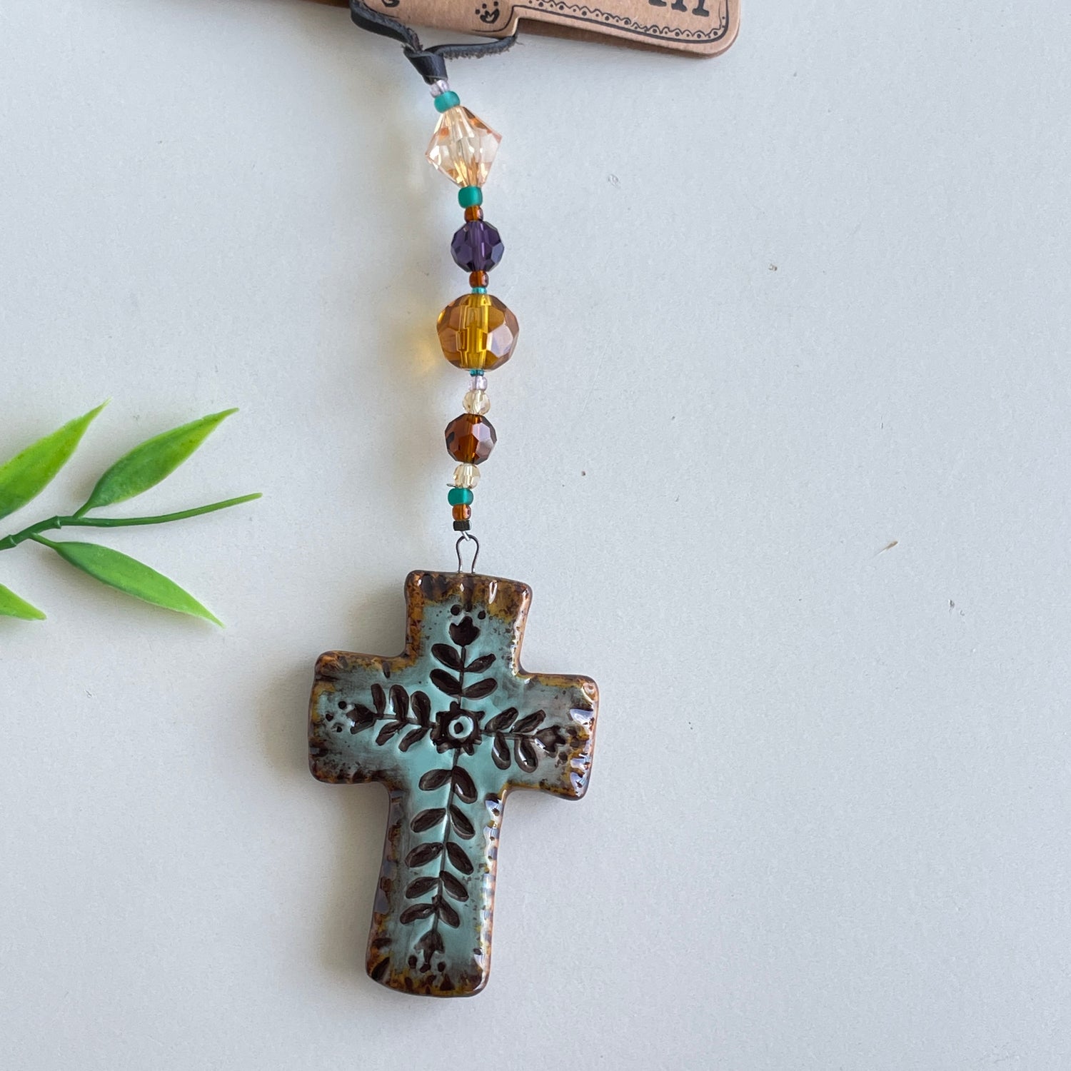 Blue Blessed Cross Suncatcher CCH047