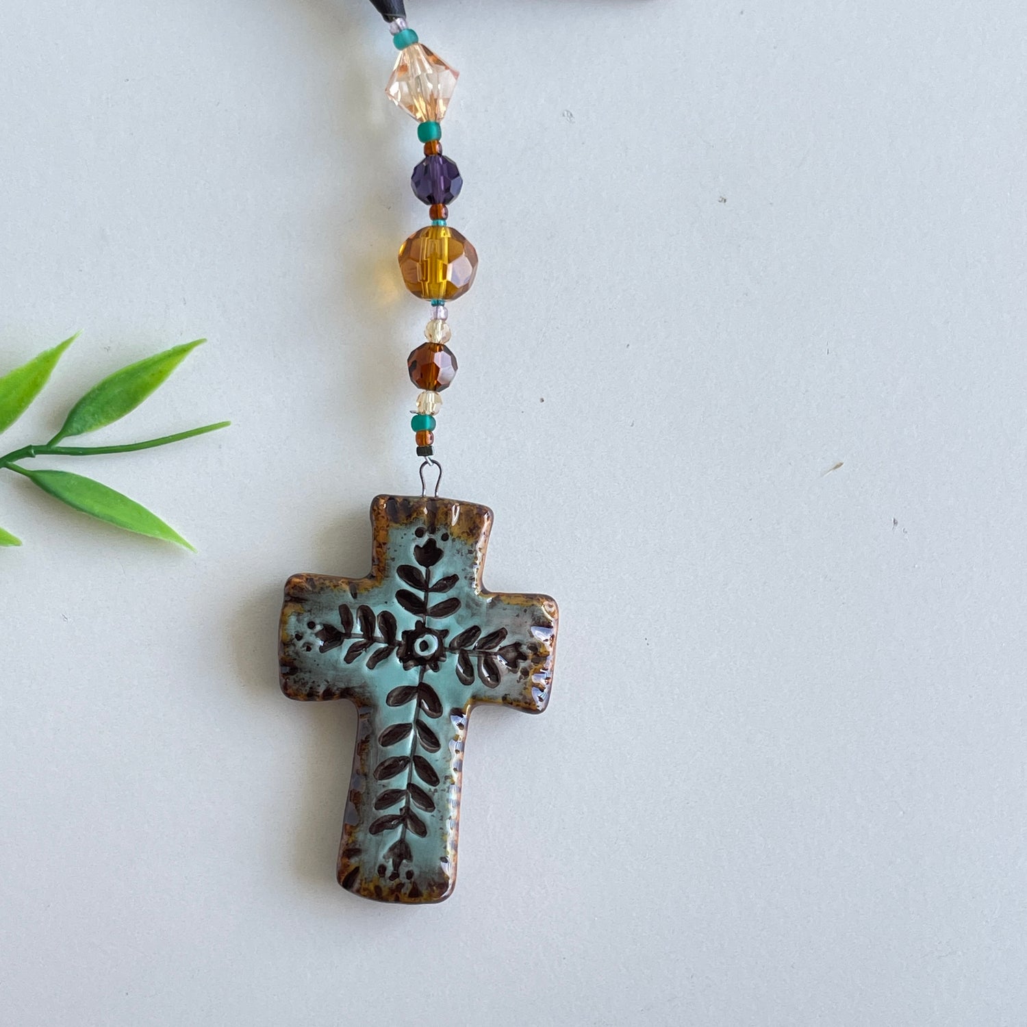 Blue Blessed Cross Suncatcher CCH047