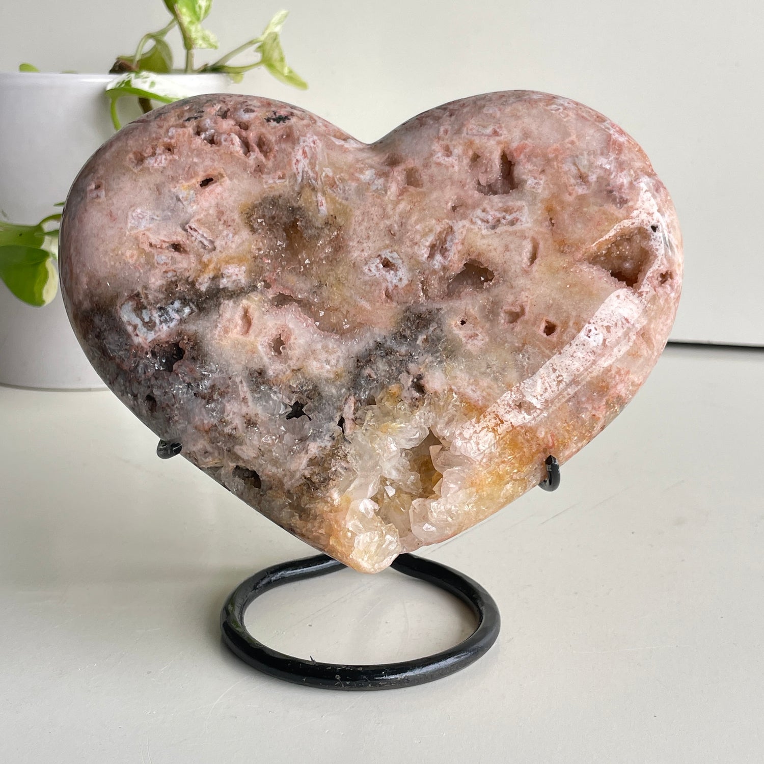 Pink Amethyst Heart In Stand