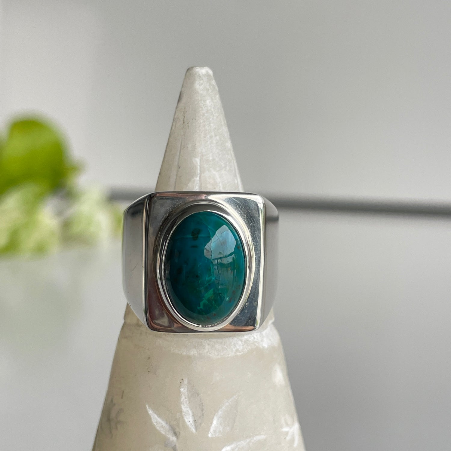 Chrysocolla Oval Ring Sz8.5
