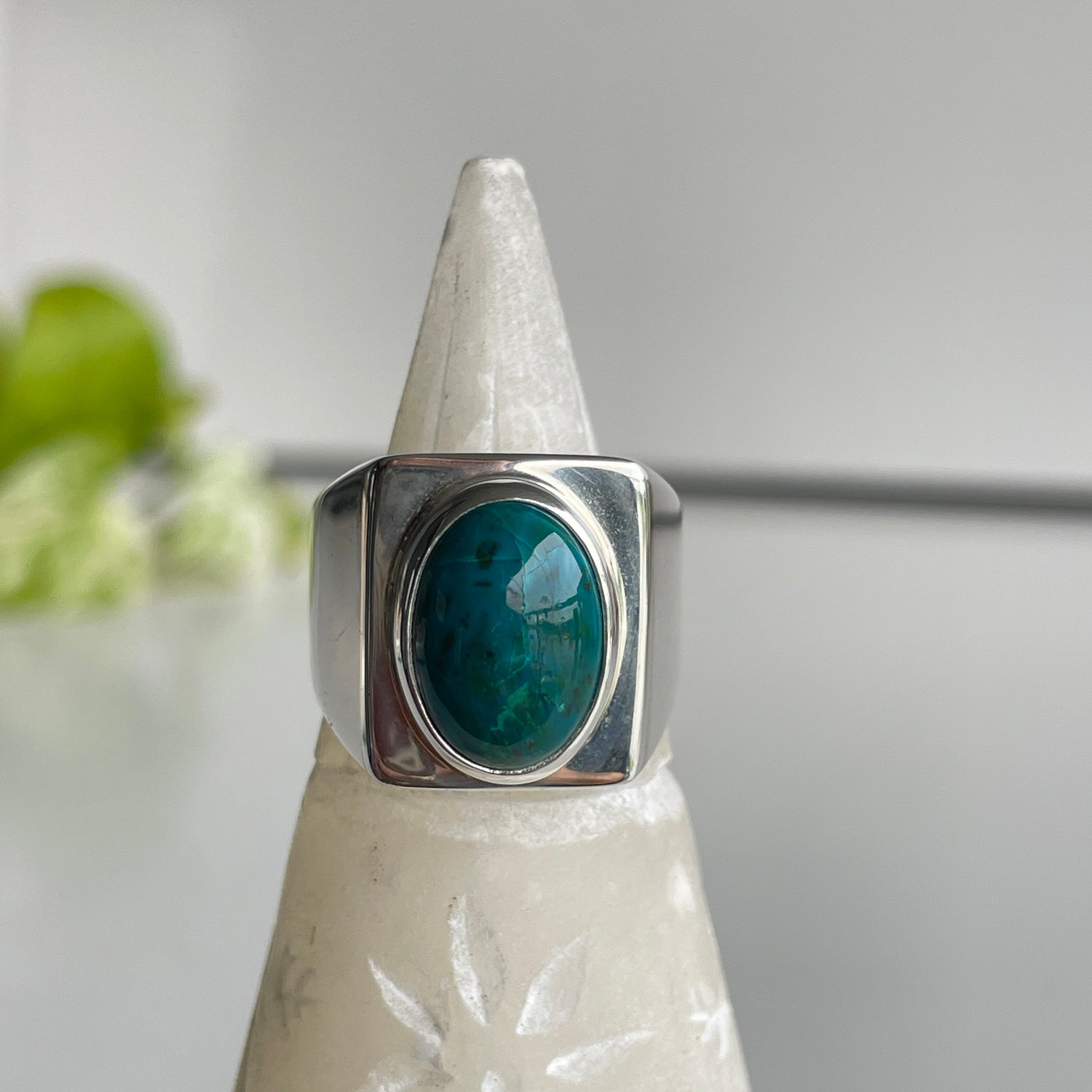 Chrysocolla Oval Ring Sz8.5
