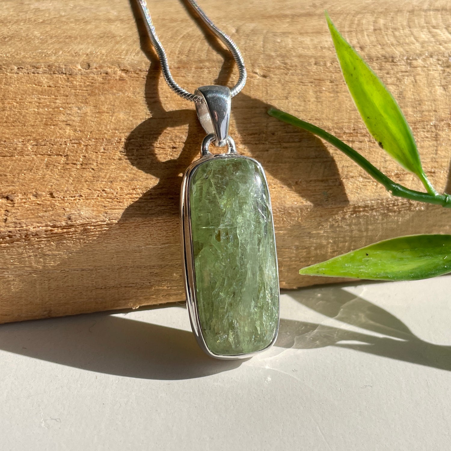 Green Kyanite Rectangle Pendant