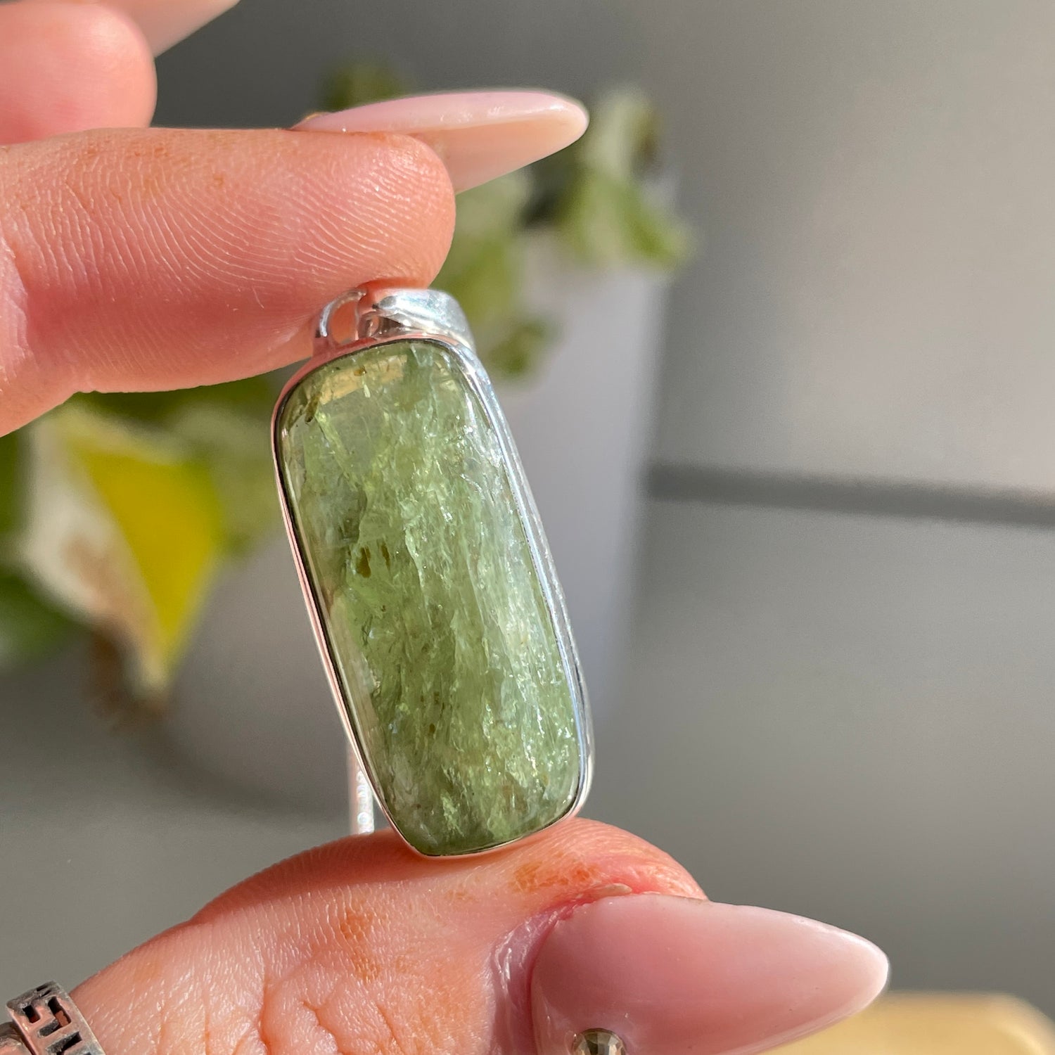 Green Kyanite Rectangle Pendant