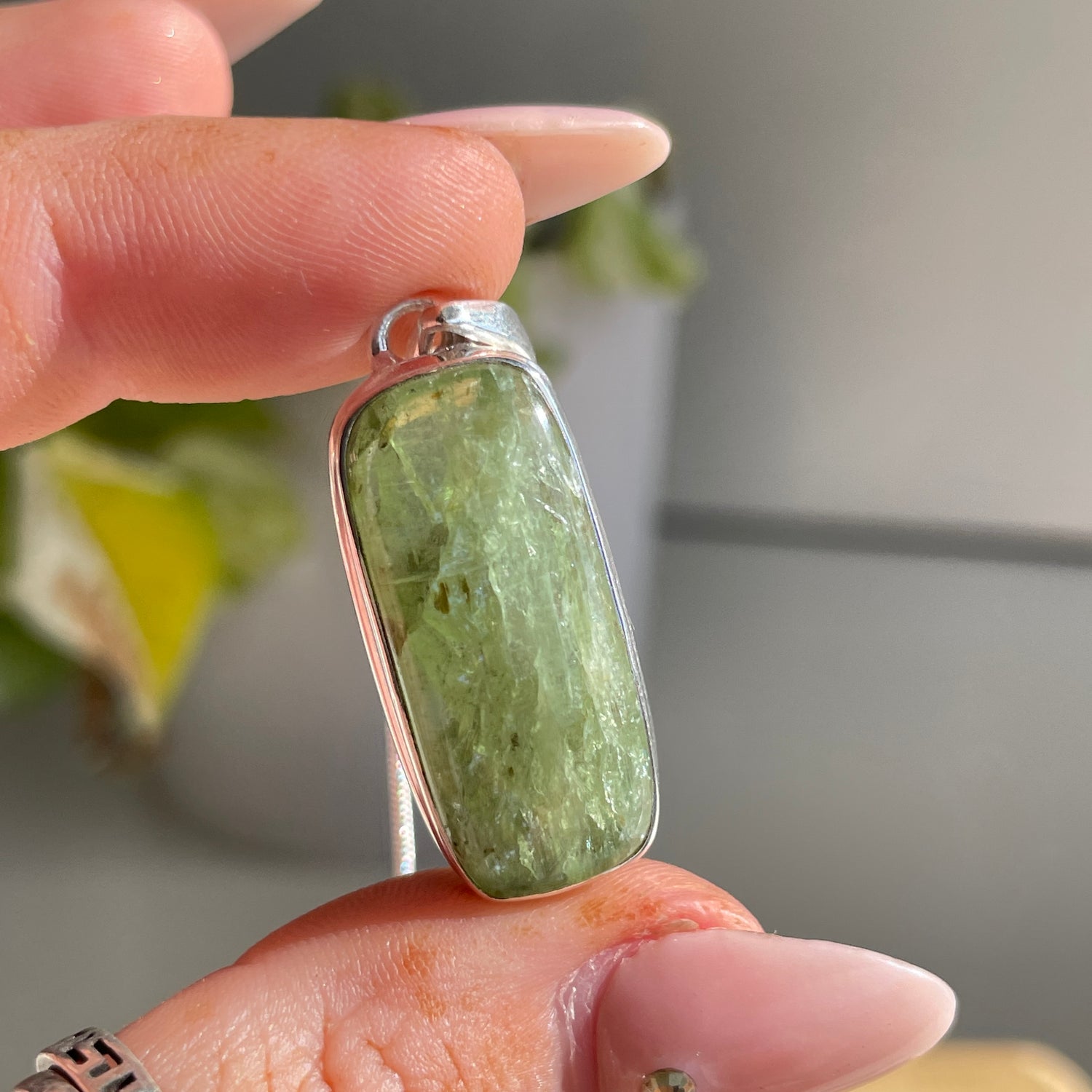Green Kyanite Rectangle Pendant