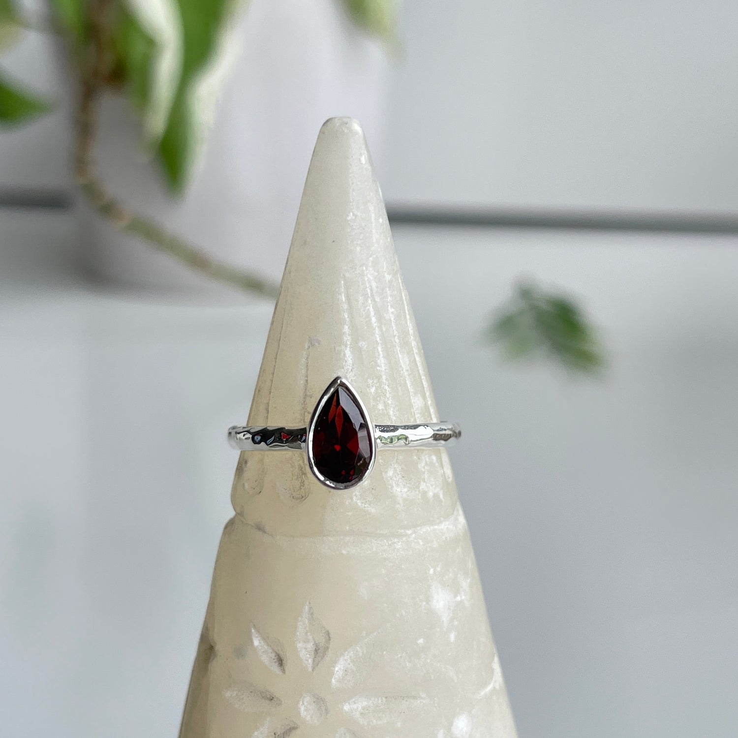 Garnet Teardrop Ring