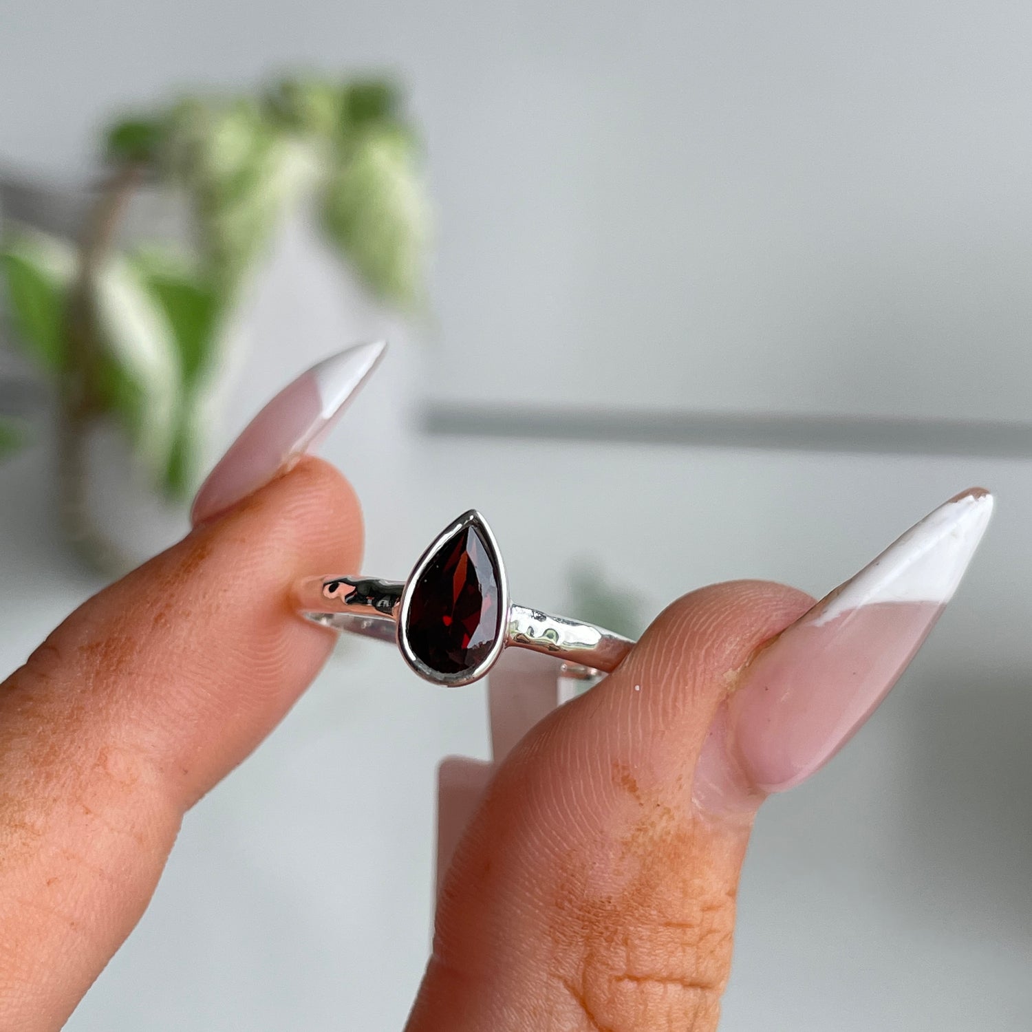 Garnet Teardrop Ring