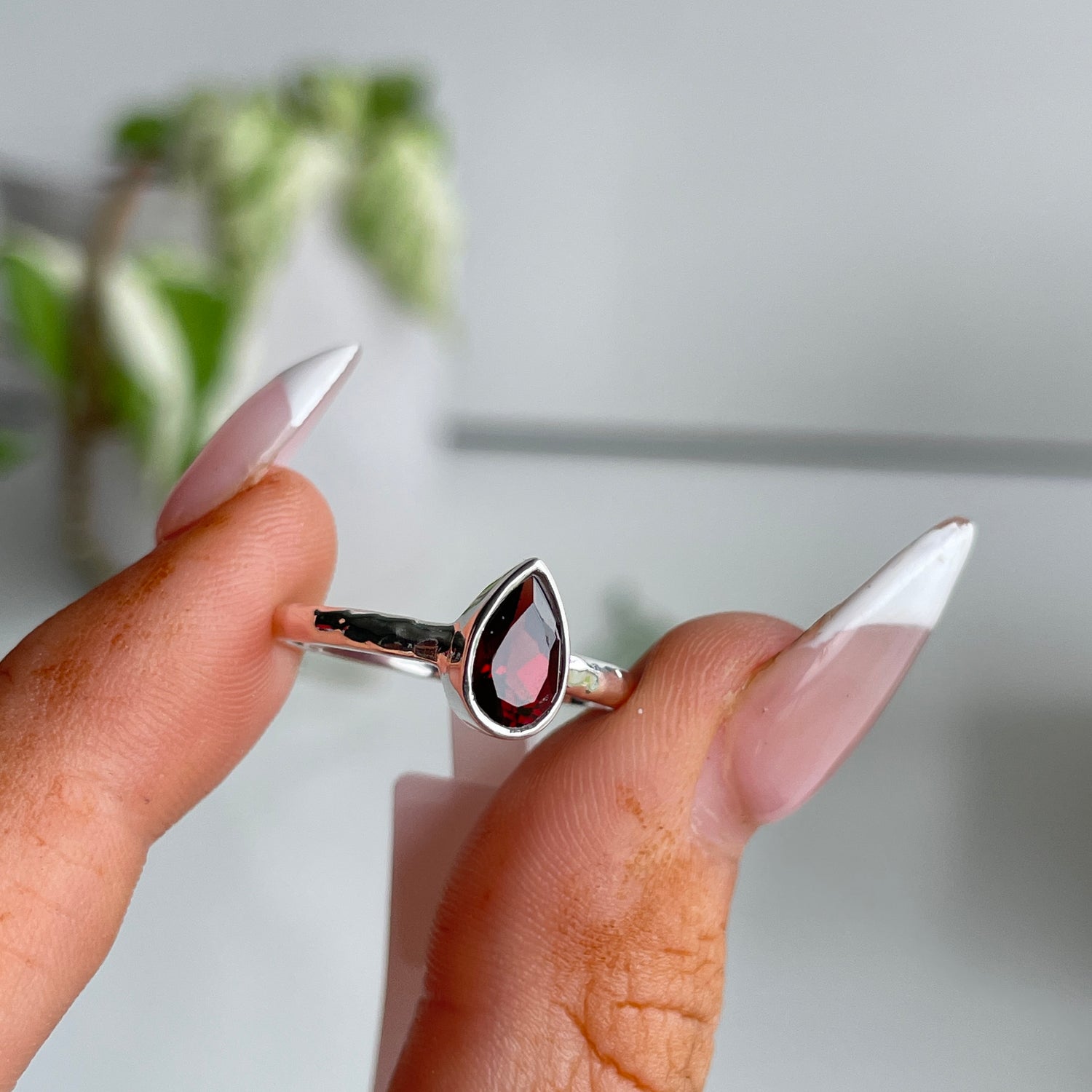 Garnet Teardrop Ring