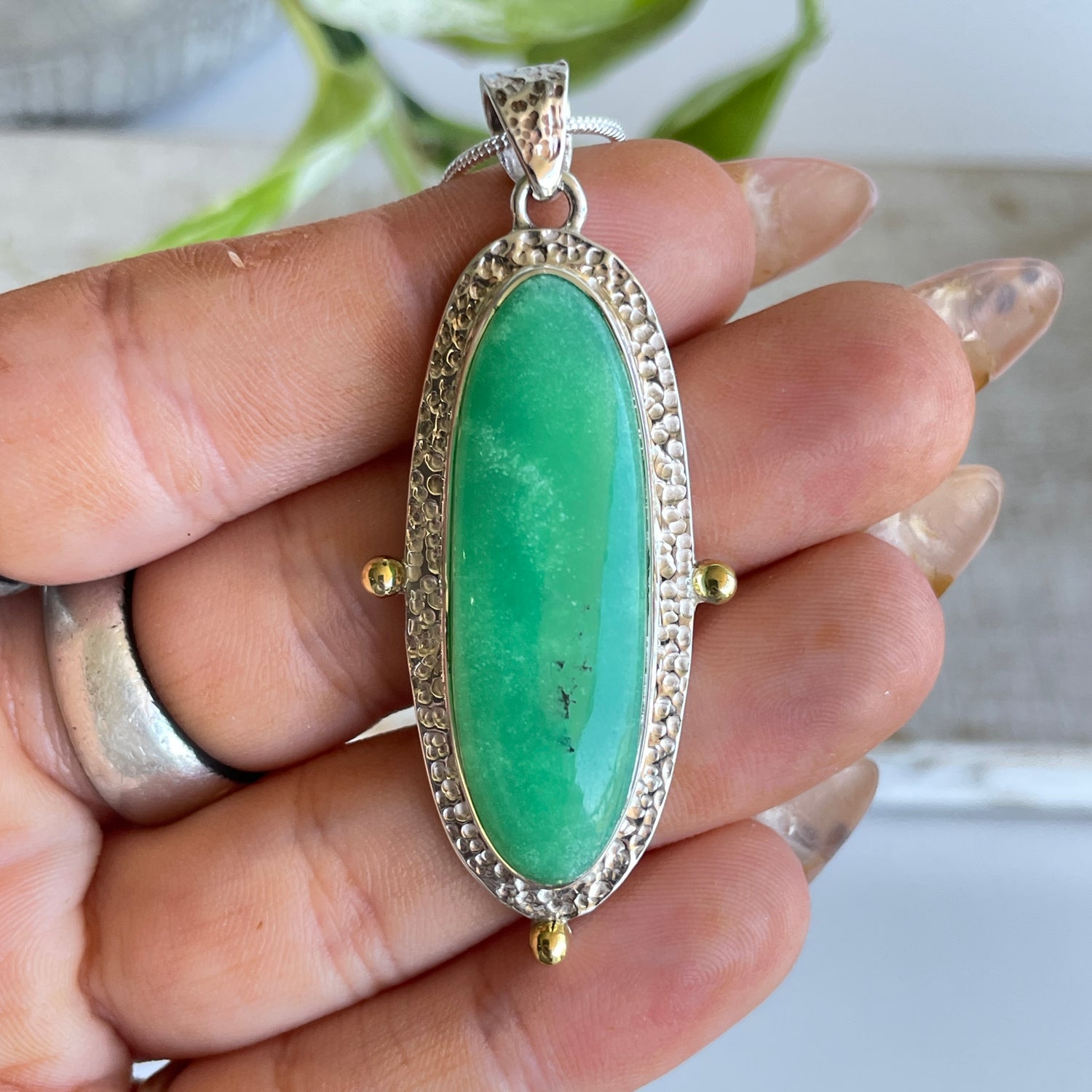 Chrysoprase Oval Pendant