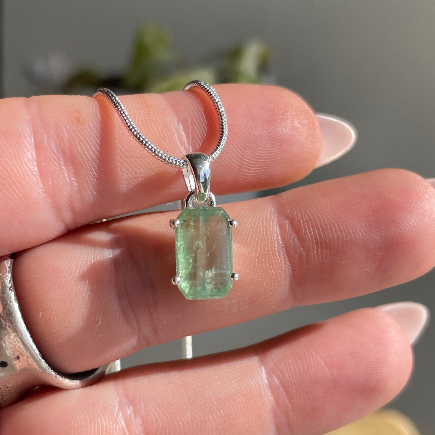 Green Kyanite Faceted Pendant