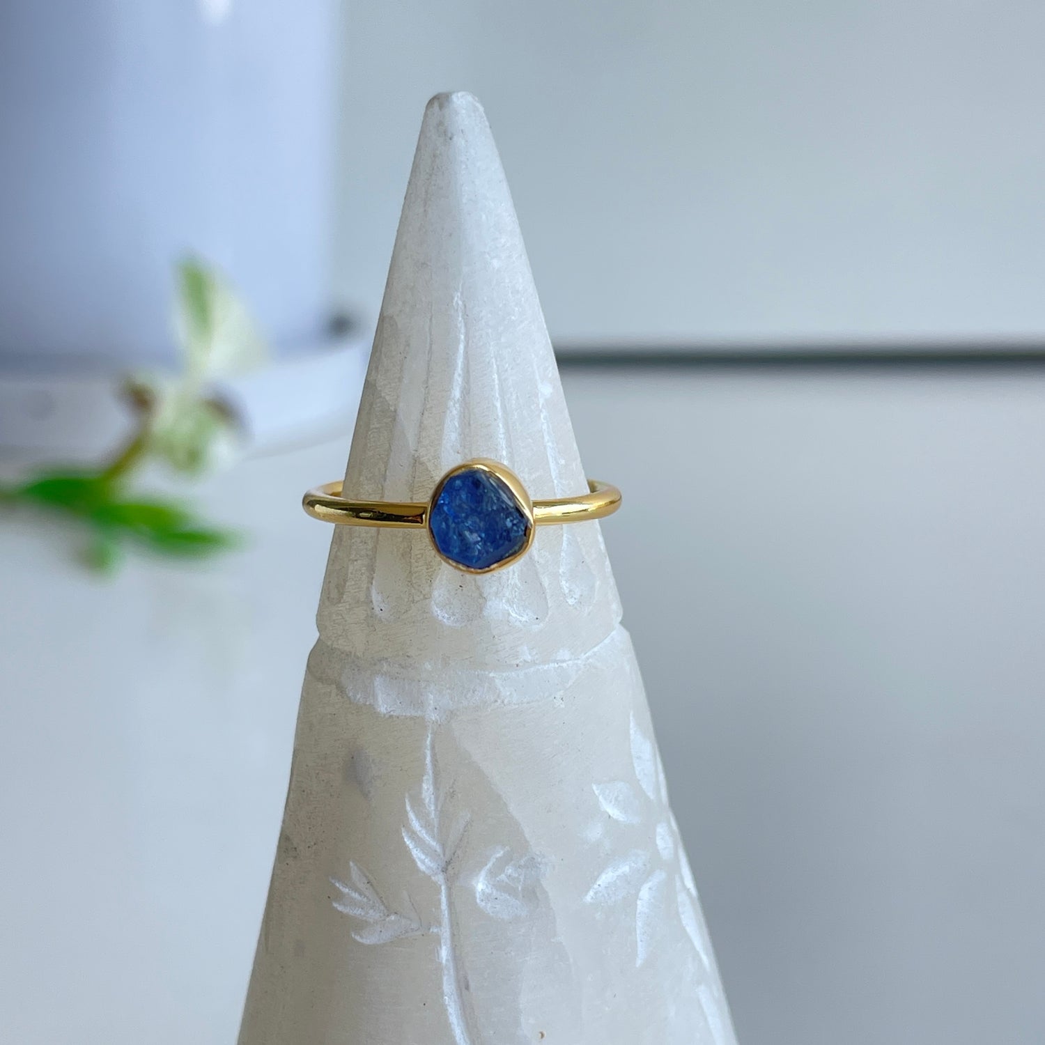 18K Gold Plated Tanzanite Ring Sz7