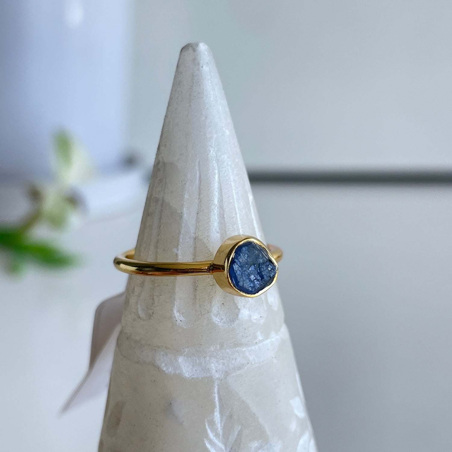 18K Gold Plated Tanzanite Ring Sz7