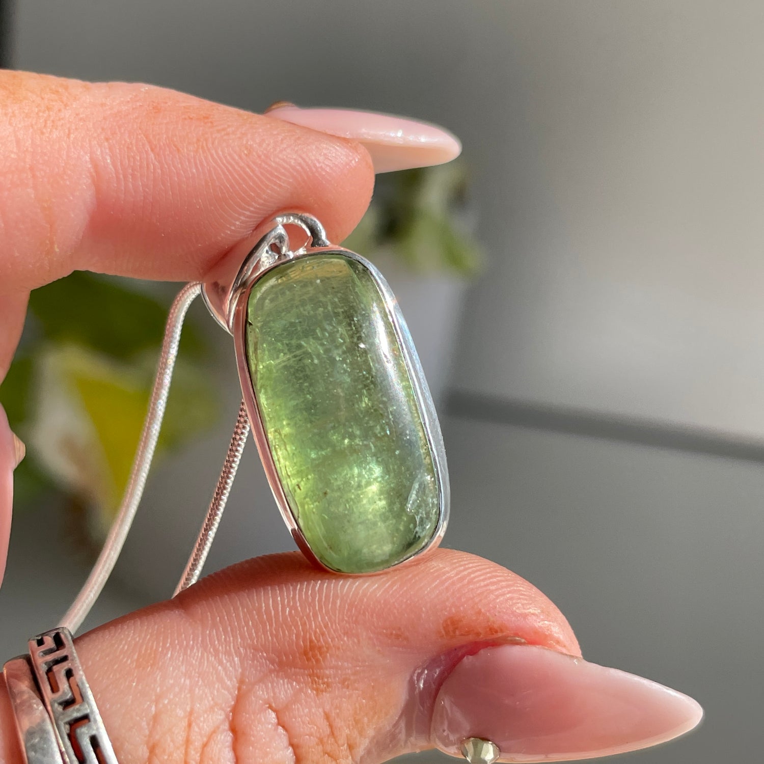 Green Kyanite Rectangle Pendant