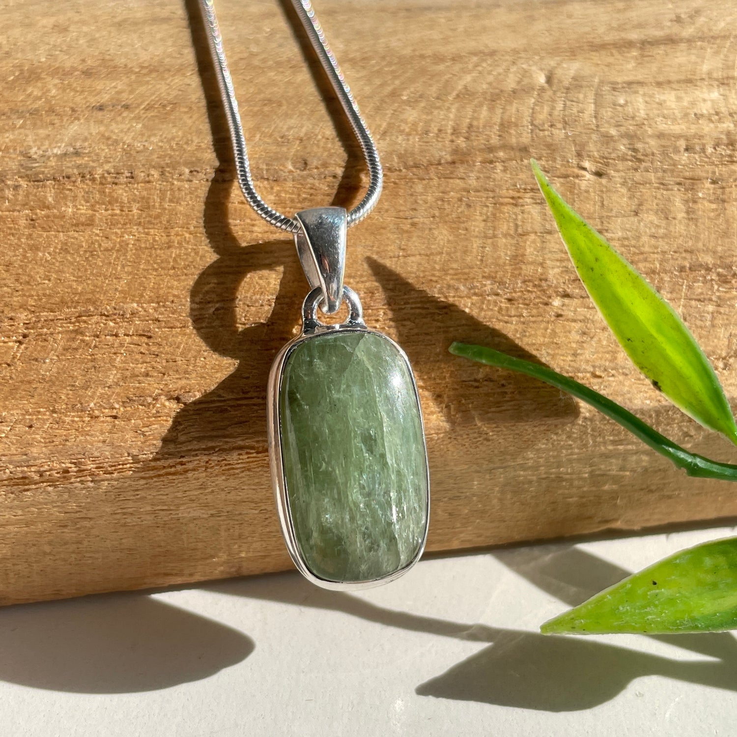 Green Kyanite Rectangle Pendant