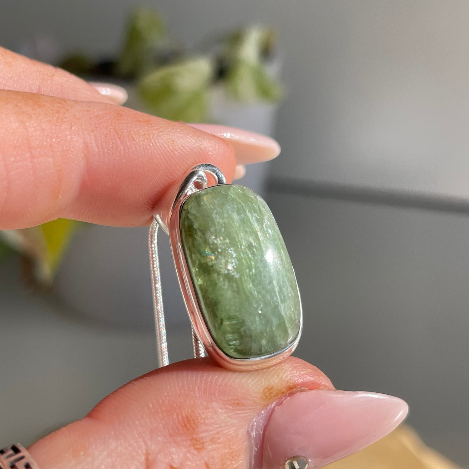 Green Kyanite Rectangle Pendant