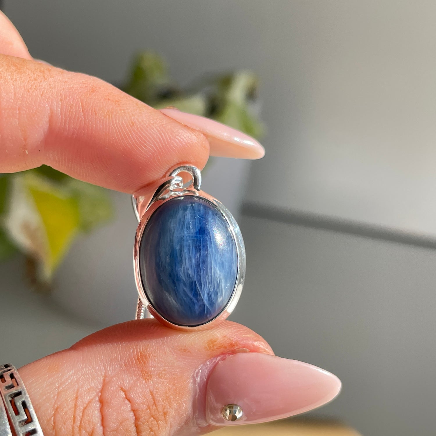 Blue Kyanite Oval Pendant