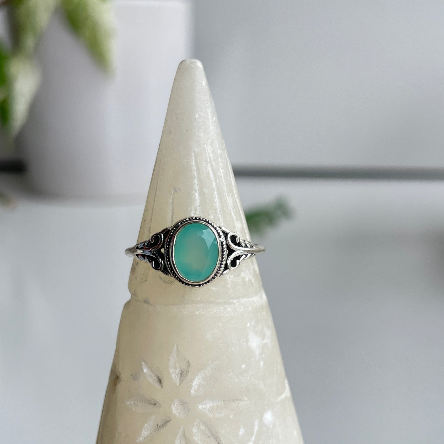 Blue Chalcedony Oval Ring