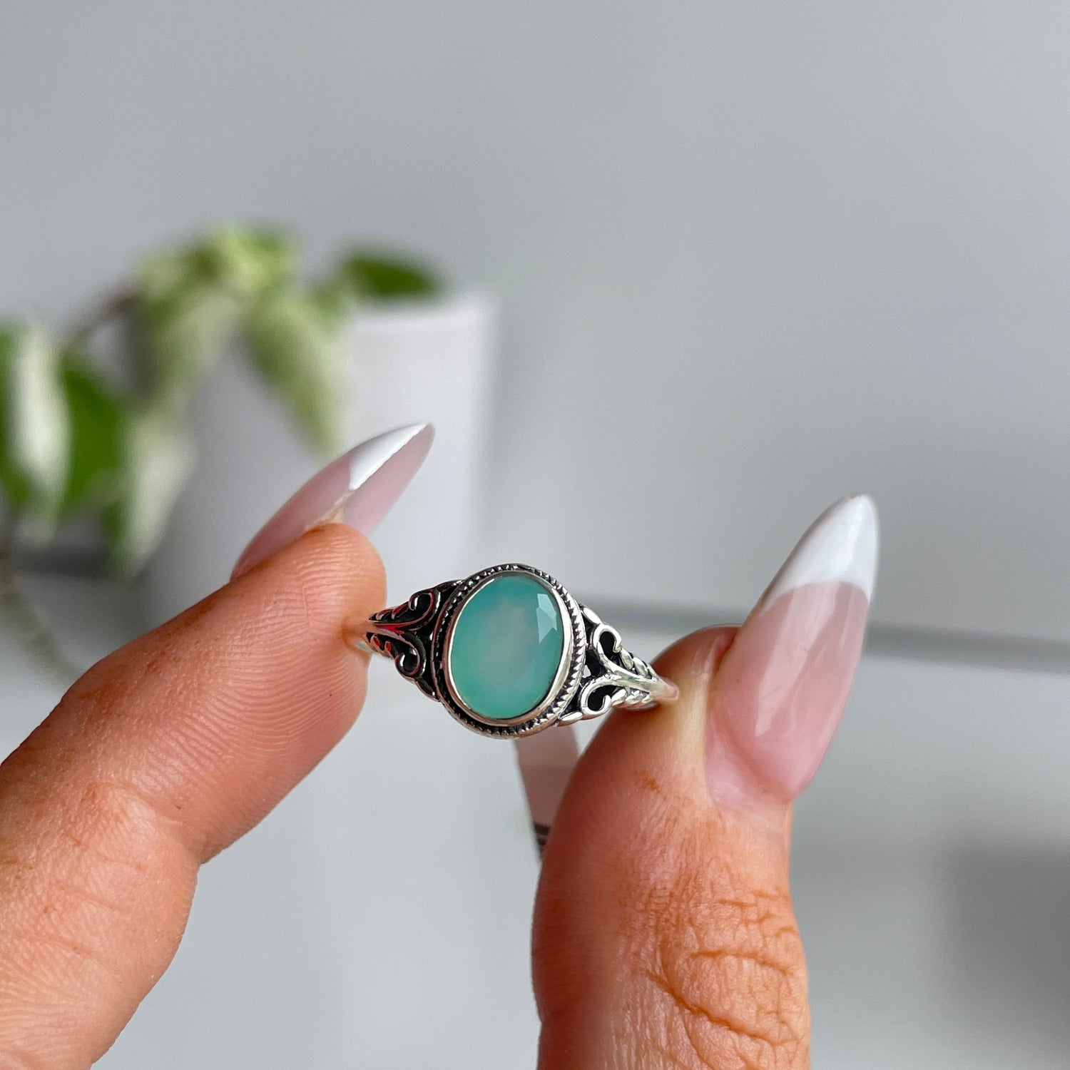 Blue Chalcedony Oval Ring