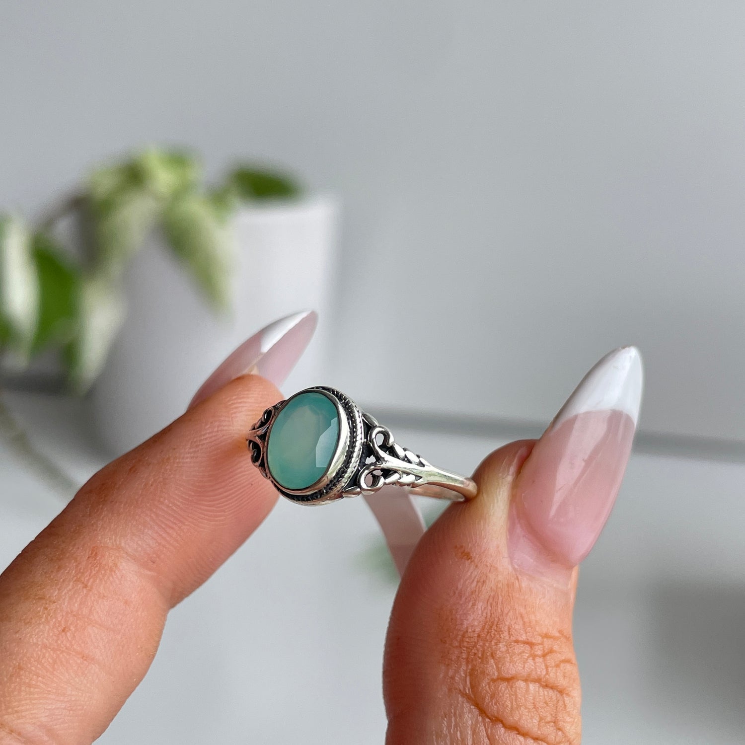 Blue Chalcedony Oval Ring