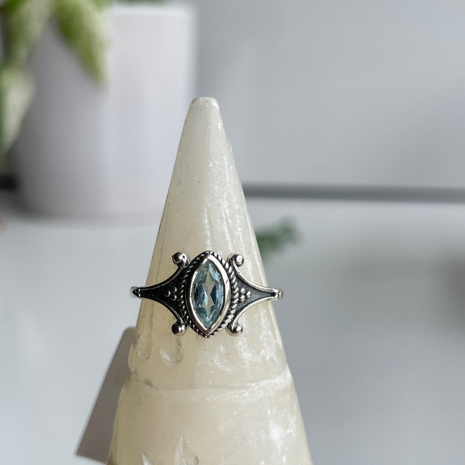 Blue Topaz Marquise Ring