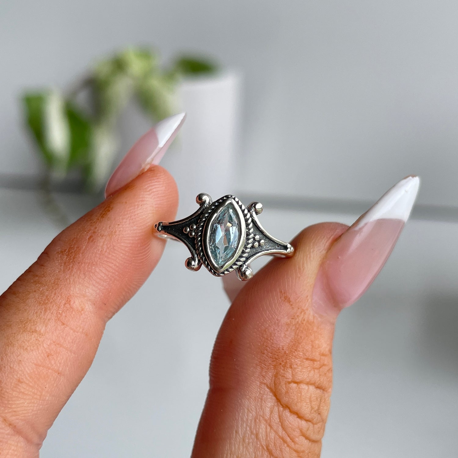 Blue Topaz Marquise Ring