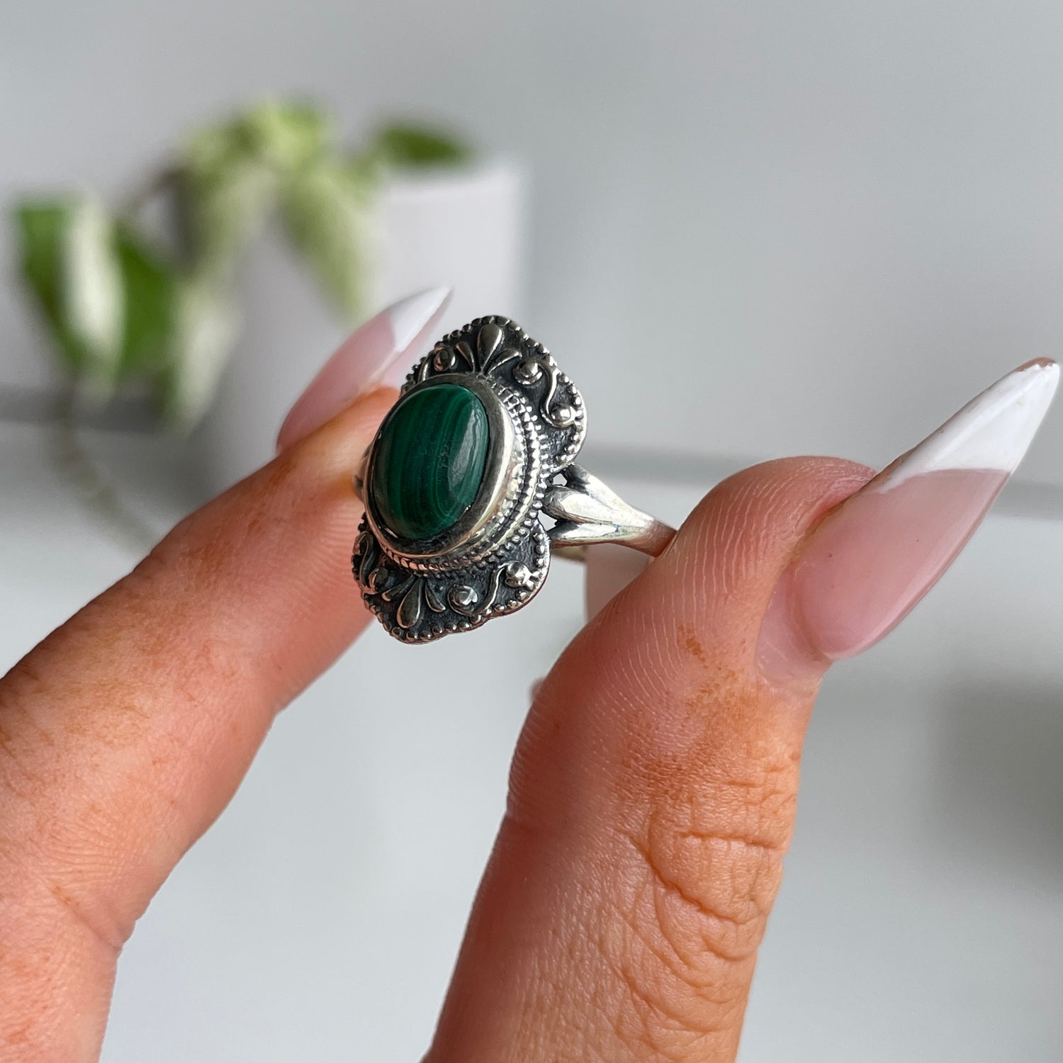 Malachite Oval Ring