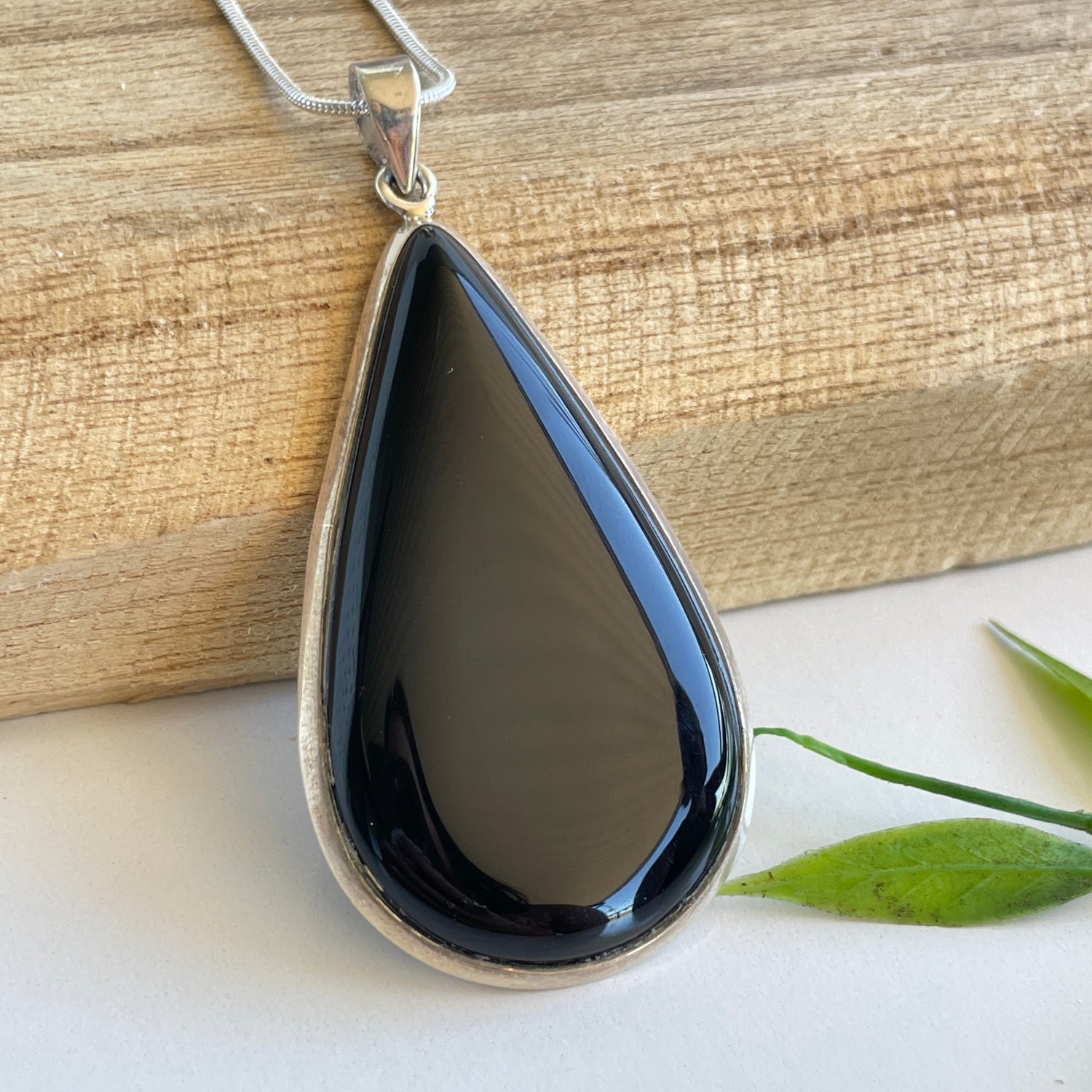 Black Obsidian Teardrop Pendant