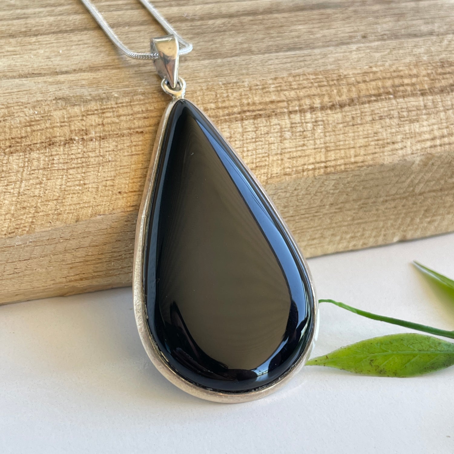Black Obsidian Teardrop Pendant
