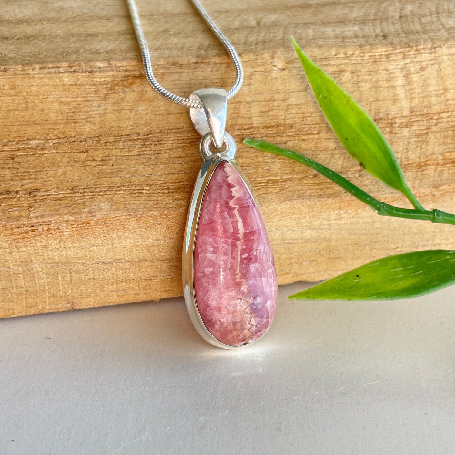 Rhodochrosite Teardrop Pendant
