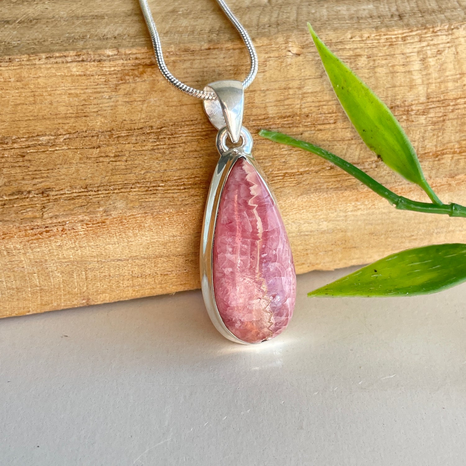 Rhodochrosite Teardrop Pendant