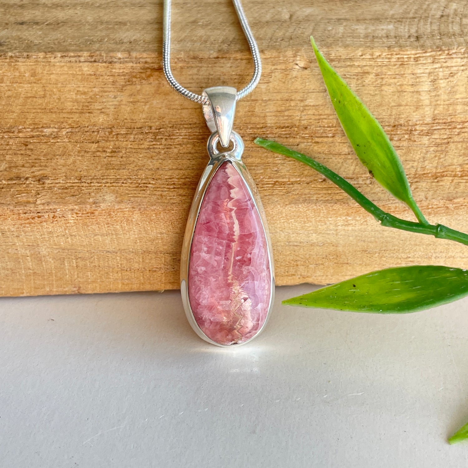Rhodochrosite Teardrop Pendant