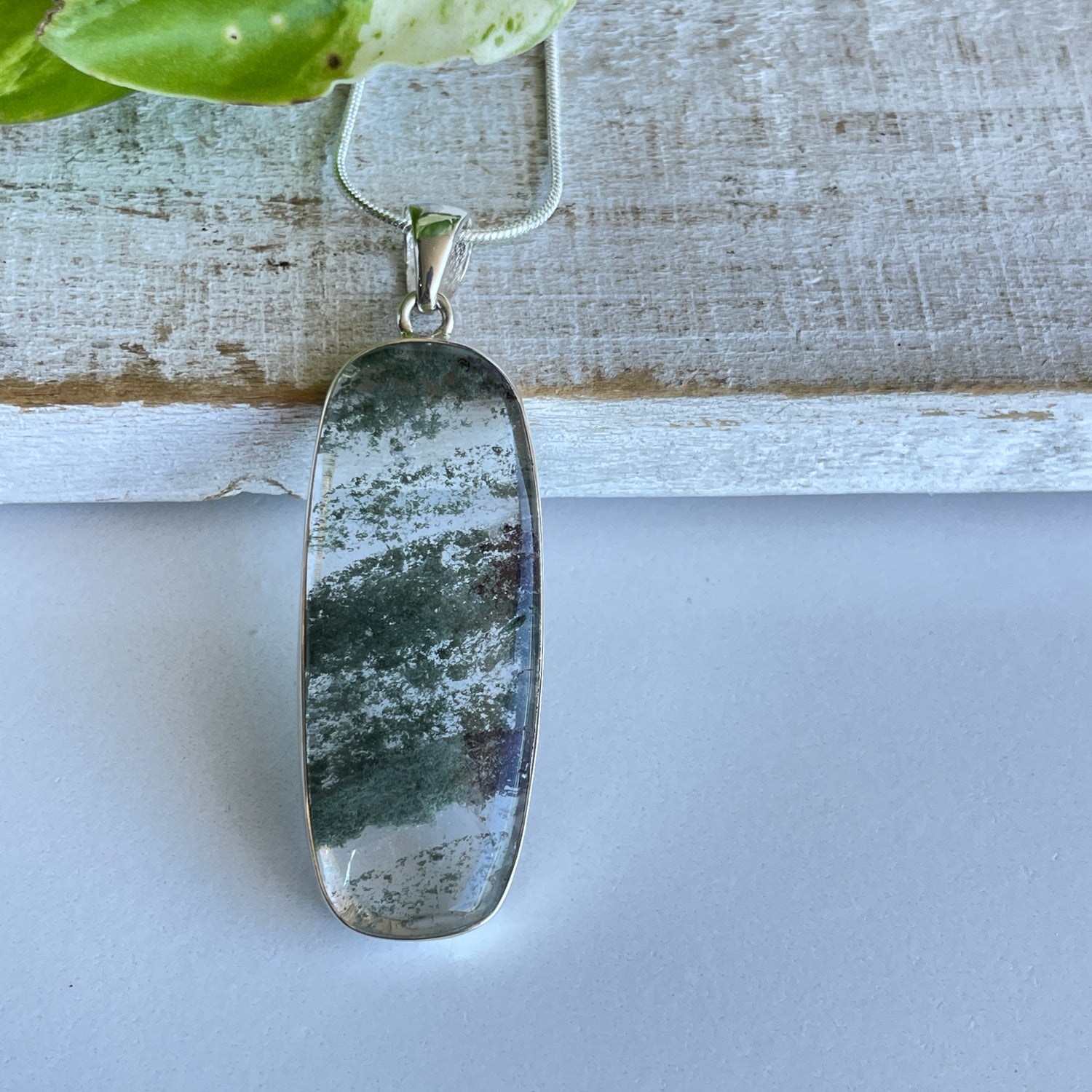 Lodolite Garden Quartz Oval Pendant