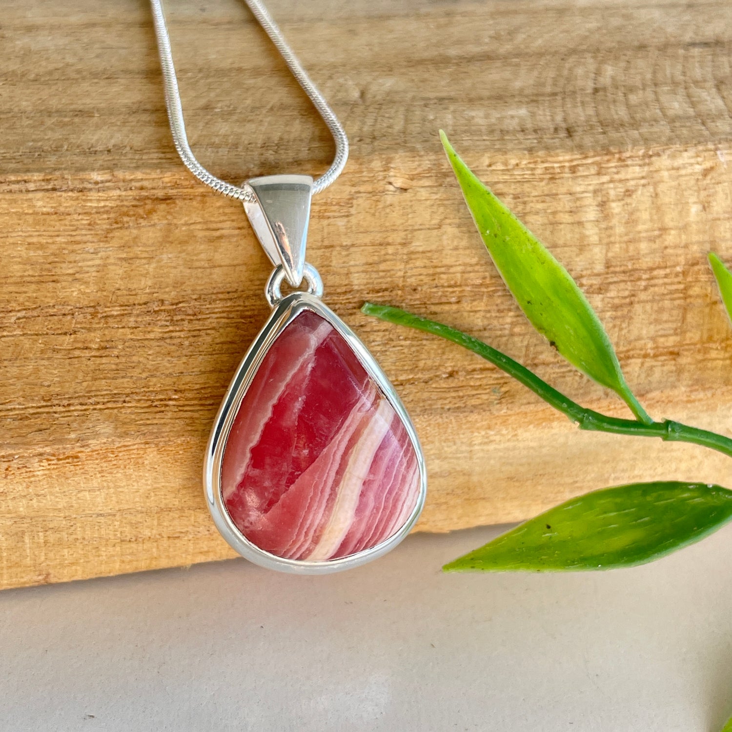 Rhodochrosite Teardrop Pendant