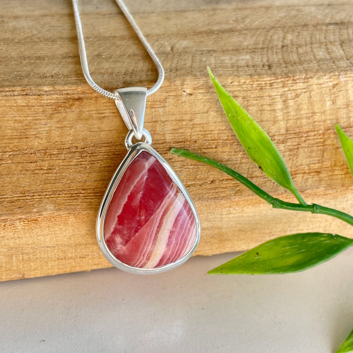 Rhodochrosite Teardrop Pendant
