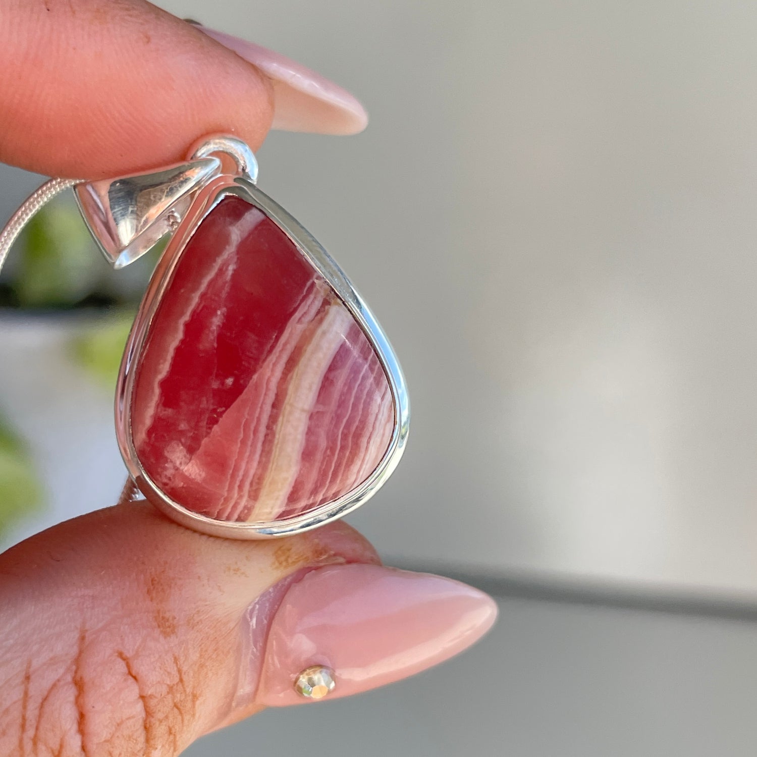 Rhodochrosite Teardrop Pendant