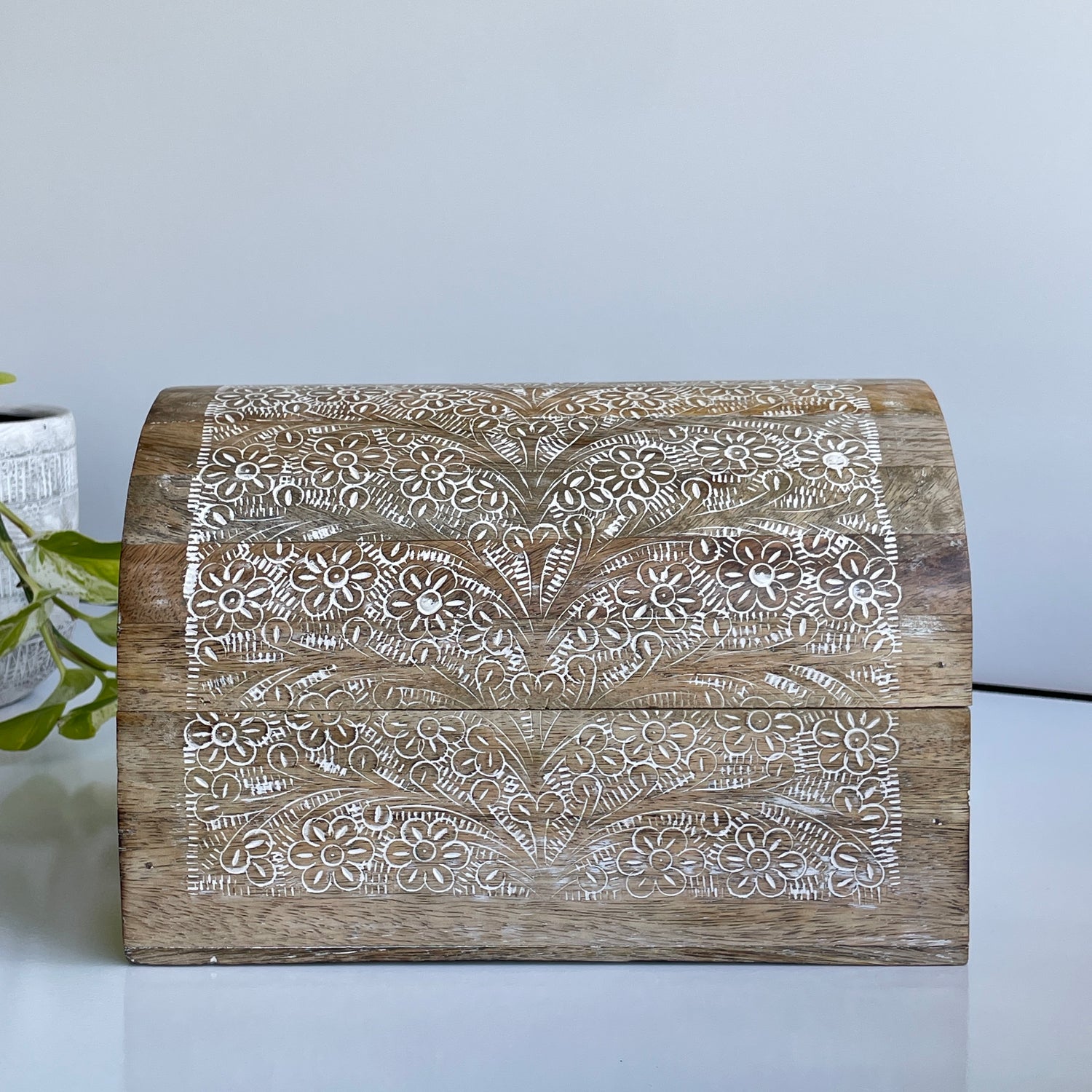 Carved Flowers Treasure Chest Box  boxchflo
